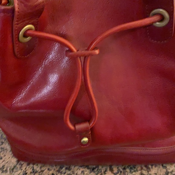 Red Leather Hand bag. New. Monsac. - Picture 6 of 9